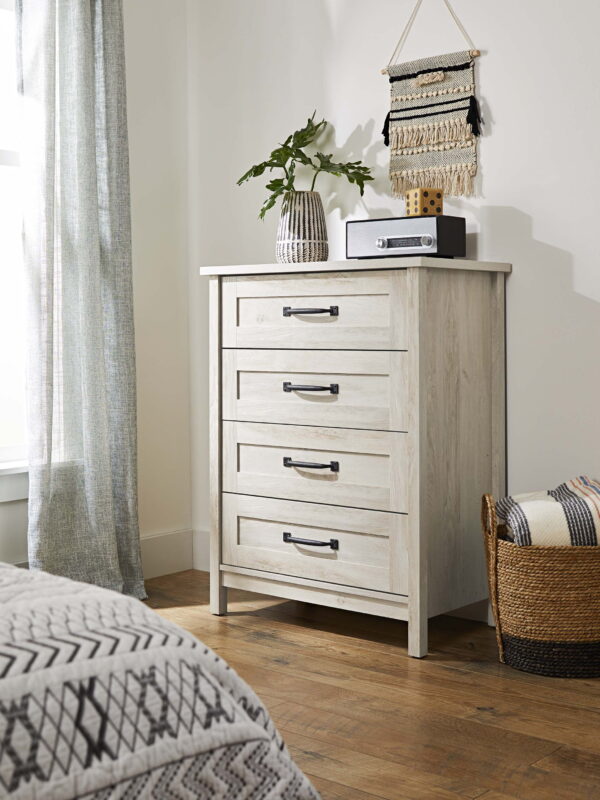 Better Homes & Gardens Modern Farmhouse 4-Drawer Dresser, Rustic White Finish