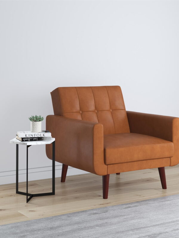 Better Homes & Gardens Nola Modern Chair with Arms, Camel Faux Leather