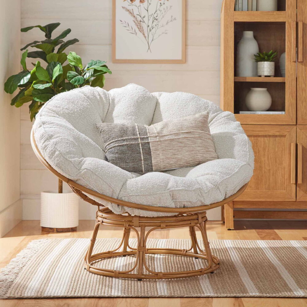 Better Homes & Gardens Papasan Accent Chair, Cream Boucle