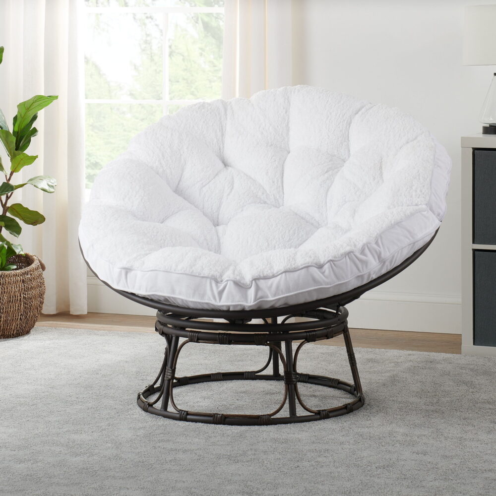 Better Homes & Gardens Papasan Accent Chair, White Sherpa