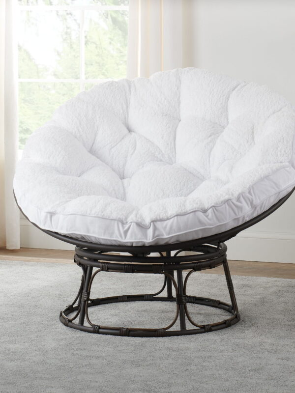 Better Homes & Gardens Papasan Accent Chair, White Sherpa