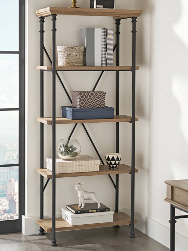 Better Homes & Gardens River Crest 5-Shelf Bookcase, Rustic Oak Finish