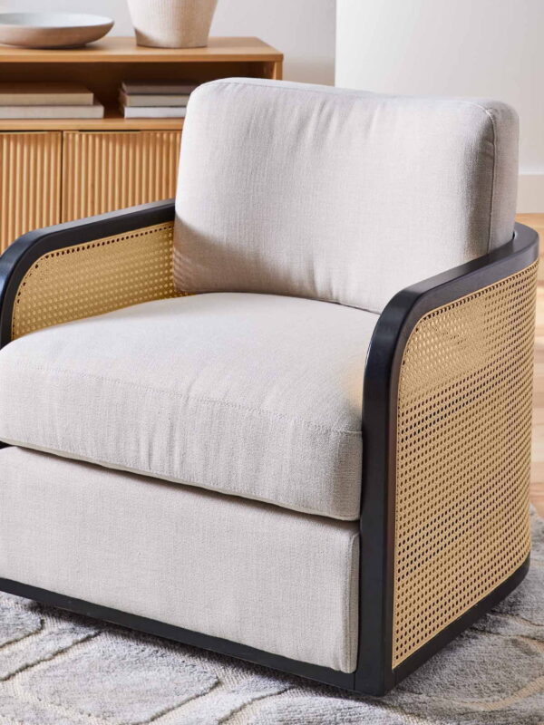 Better Homes & Gardens Springwood Cane Swivel Accent Chair, Charcoal