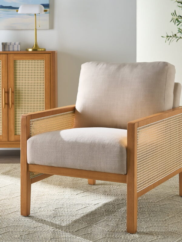Better Homes & Gardens Springwood Caning Accent Chair, Light Honey Finish