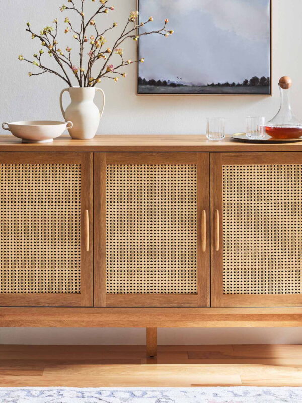 Better Homes & Gardens Springwood Caning Sideboard, Light Honey Finish