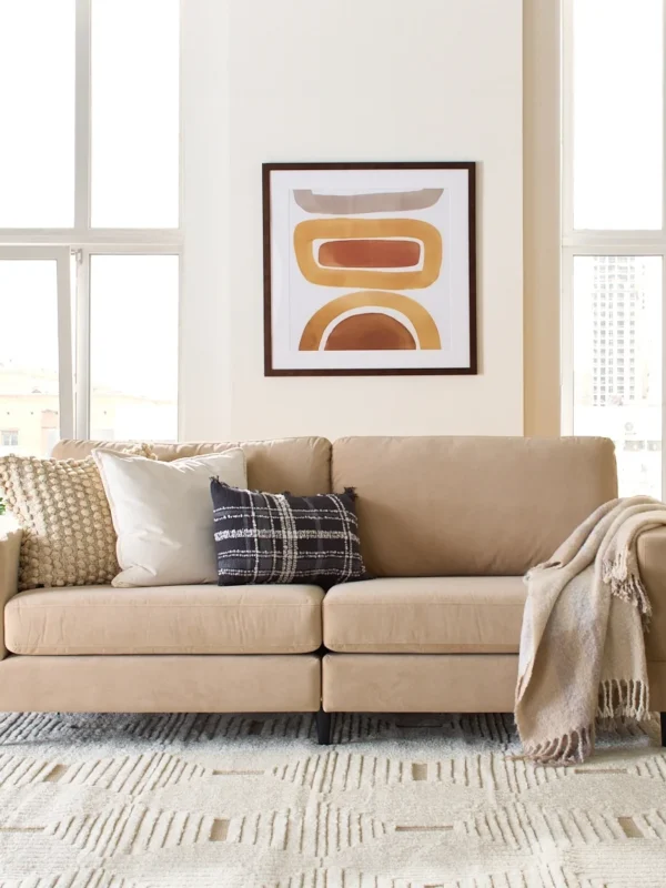 Better Homes & Gardens Springwood Wood Frame 83.46" Couch, Beige Velvet