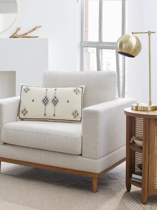Better Homes & Gardens Springwood Wood Frame Accent Chair, Cream Linen