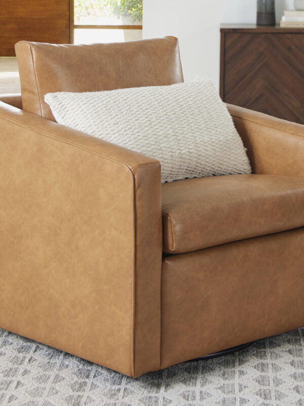 Better Homes & Gardens Steele Swivel Accent Chair, Camel Faux Leather