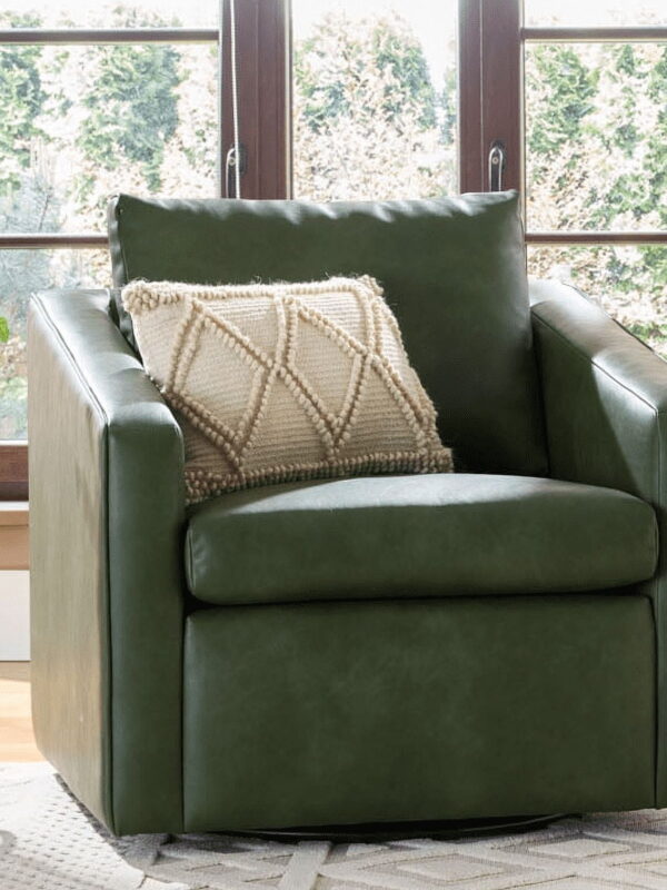 Better Homes & Gardens Steele Swivel Accent Chair, Olive Faux Leather