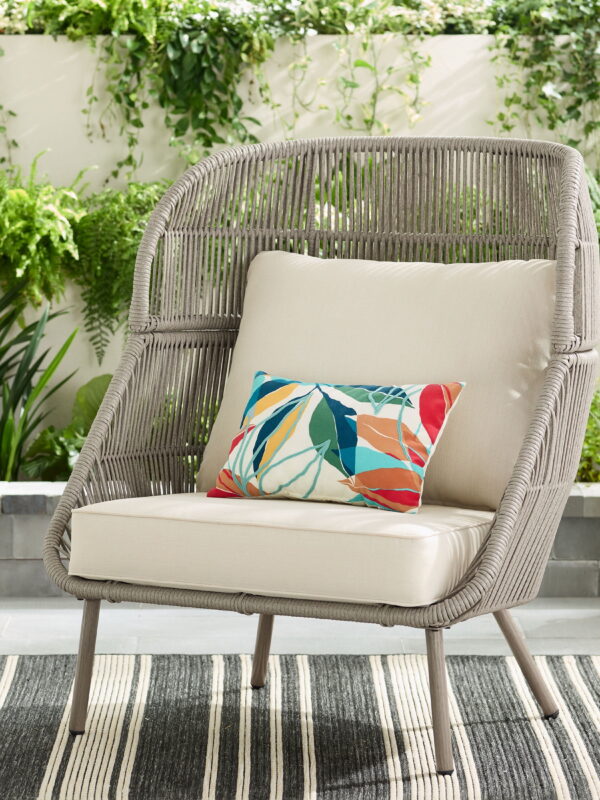 Better Homes & Gardens Tarren Wicker Outdoor Accent Chair with Cushions, Beige