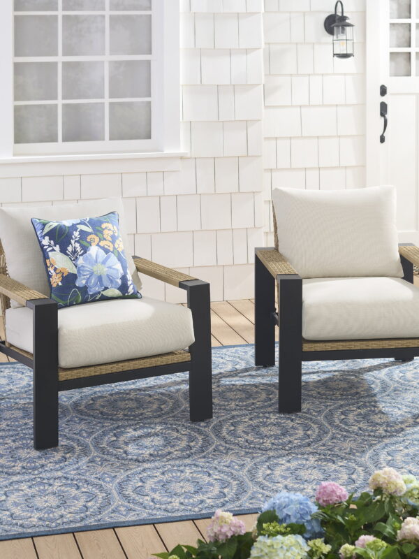 Better Homes & Gardens Ventura 2-Piece Outdoor Wicker Chat Chair, Beige