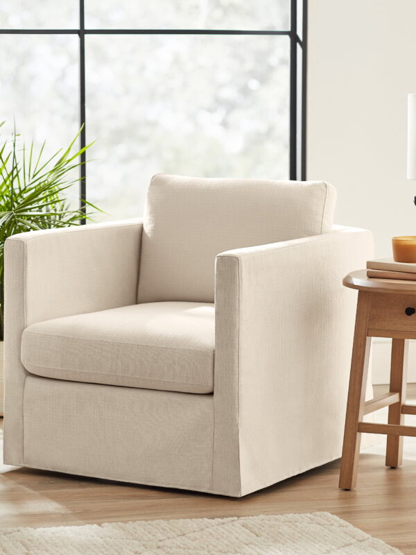 Better Homes & Gardens Waylen Swivel Accent Chair, by Dave & Jenny Marrs, Cream