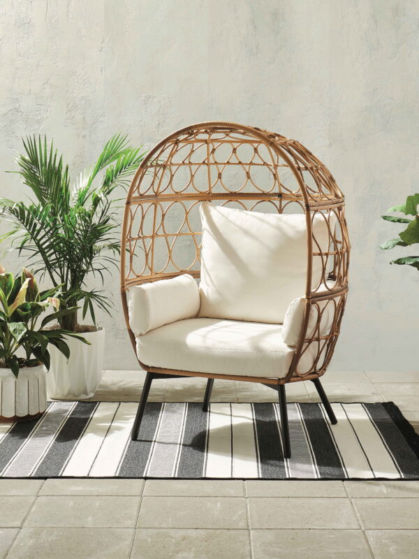 Better Homes & Gardens Willow Sage Steel Wicker Outdoor Egg Chair, Brown