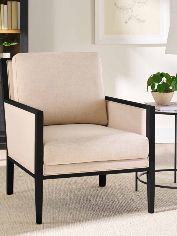 Better Homes & Gardens Windsor Linen Accent Chair, Espresso Wood