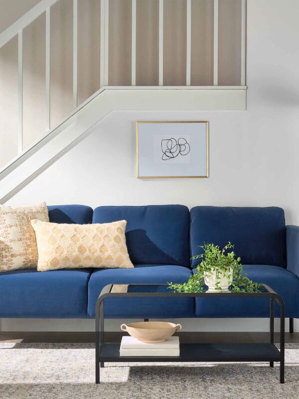 Better Homes & Gardens Wyatt Velvet Sofa, Blue Cove