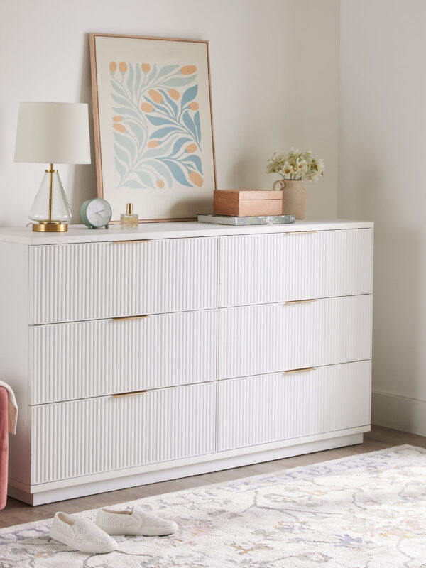 Better Homes and Gardens Lillian 6 Drawer Dresser, White
