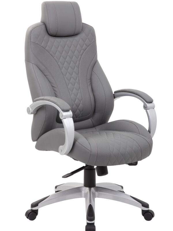 Boss Office Products X-Series Transitional Grey Executive Hinged Arm Chair