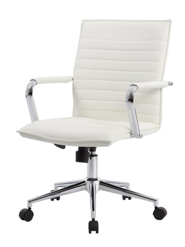 Boss Office Products Hospitality Task Chair with Arms and Casters, White