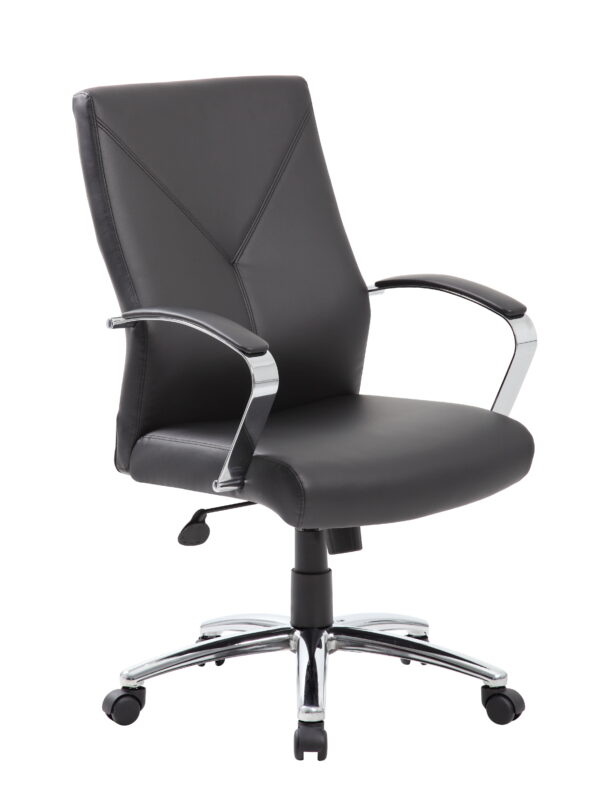 Boss Office Products LeatherPlus Home Office Adjustable Executive Chair with Casters, Black
