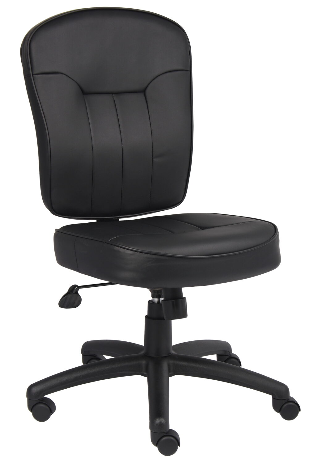 Boss Office Products LeatherPlus Task Chair with Casters, Black