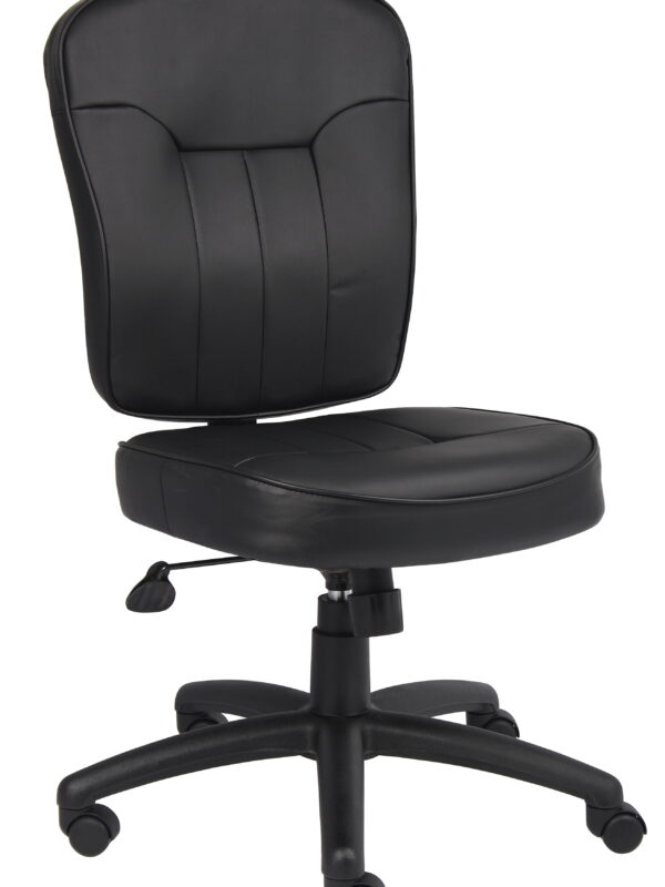 Boss Office Products LeatherPlus Task Chair with Casters, Black
