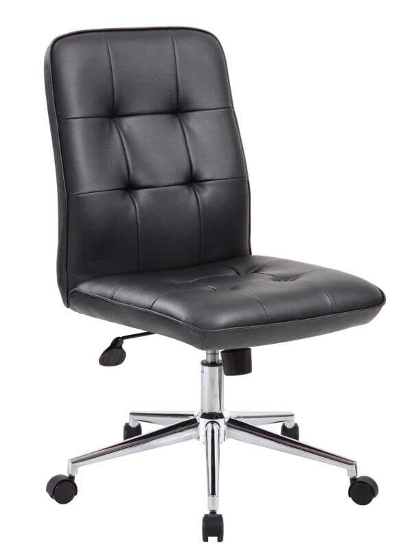 Boss Office Products Modern Faux Leather Tufted Ergonomic Office Swivel Chair, Black