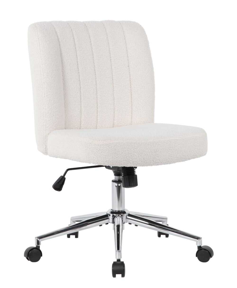 Boss Office Products Task Chair with Chrome Base, Cream Boucle