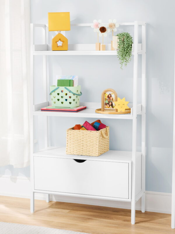 BYO Kids Ladder Bookcase with Drawer, White