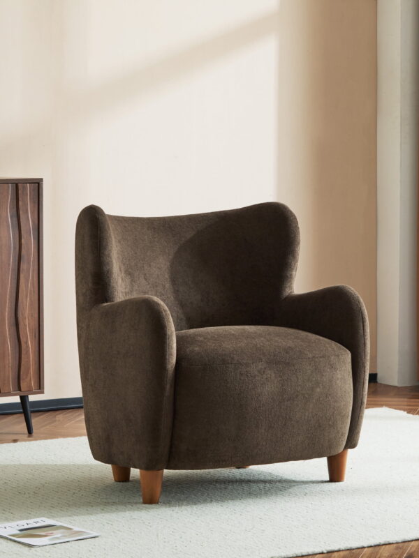 Christopher Knight Home Mid-Century Modern Velvet Wingback Accent Chair with Birch Legs, Brown