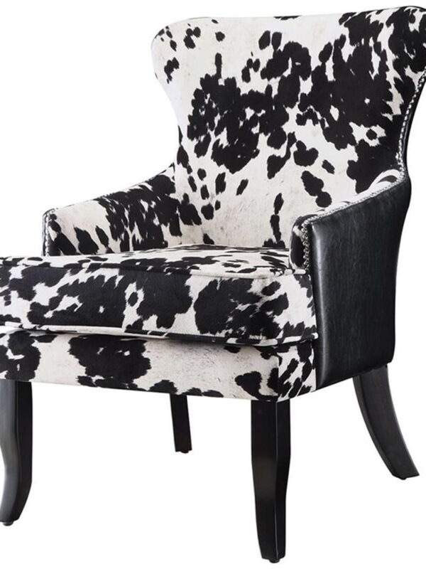 Coaster Farmhouse Microfiber Cowhide Print Accent Chair in Black