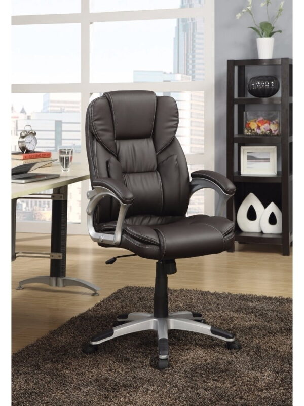 Coaster Kaffir Adjustable Lumbar Support Faux Leather Office Chair in Brown