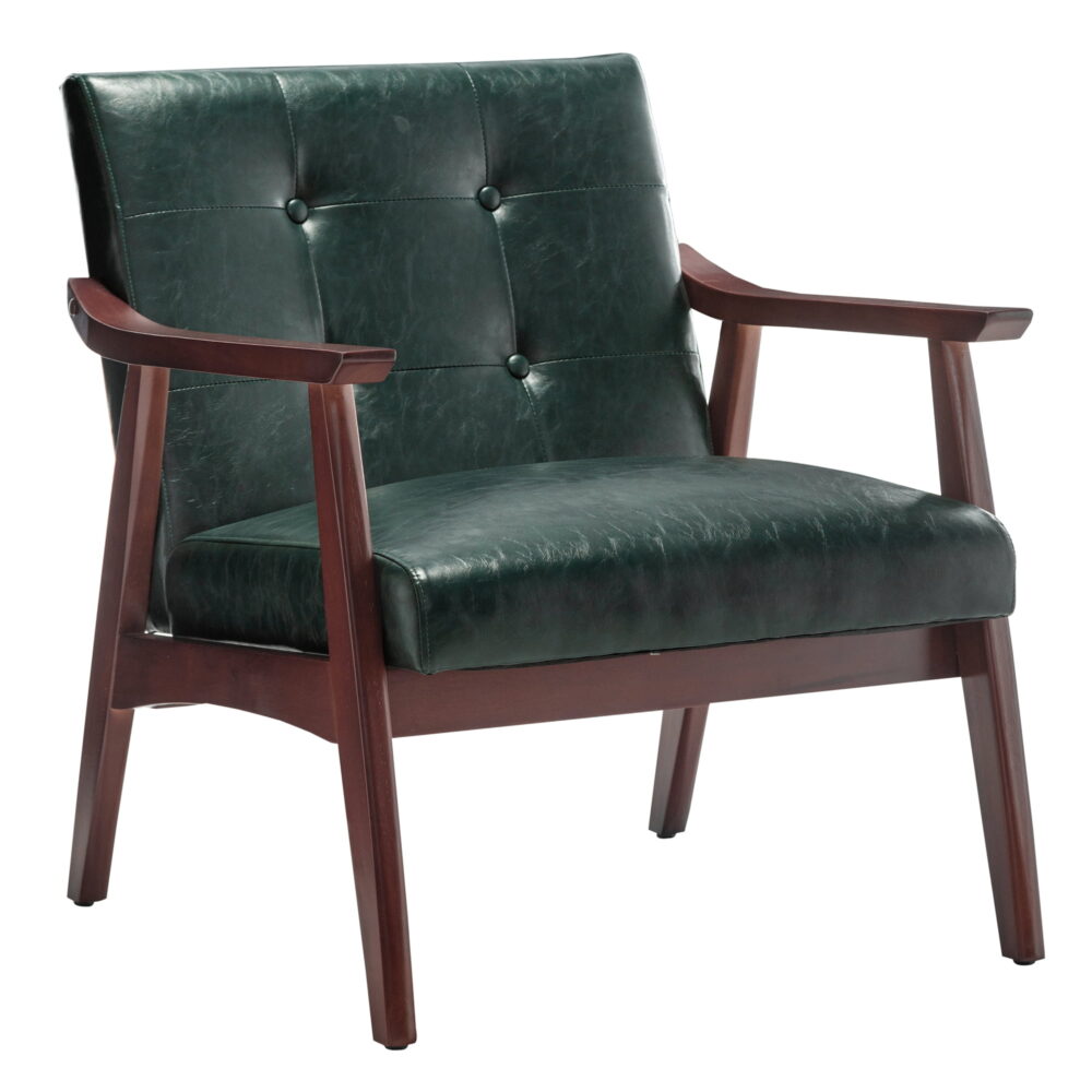 Convenience Concepts Take a Seat Natalie Accent Chair, Hunter Green Faux Leather/Espresso