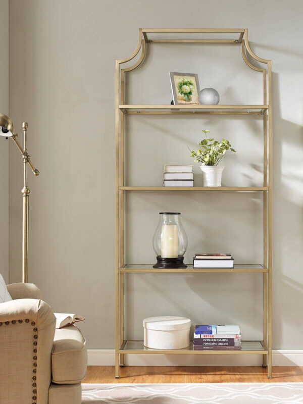 Crosley Furniture Aimee Bookshelf with Glass Shelves, Bookcase Storage
