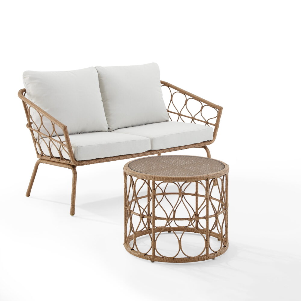 Crosley Furniture Juniper 2-piece Wicker Outdoor Conversation Set in Natural