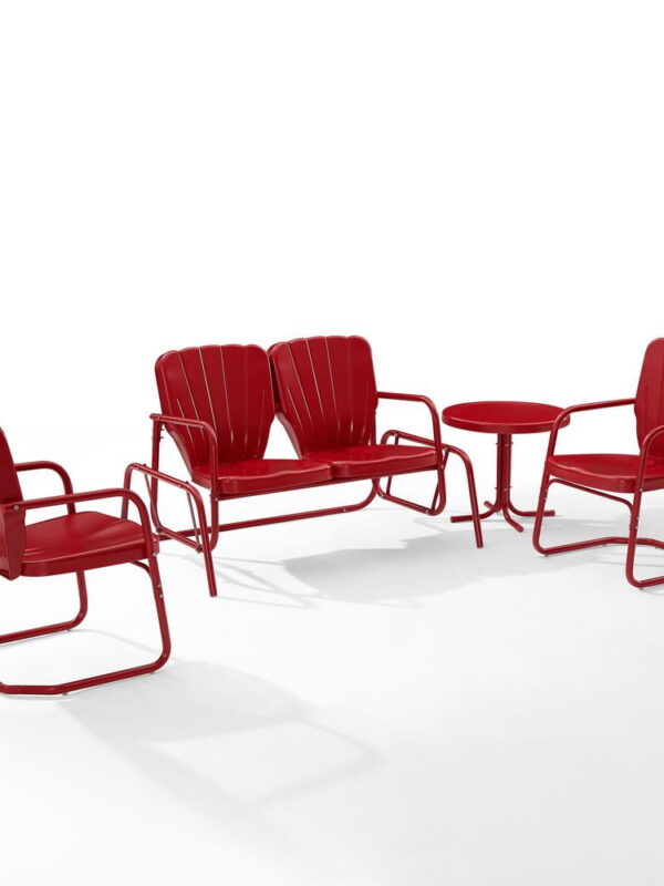 Crosley Furniture Ridgeland 4-piece Metal Outdoor Conversation Set in Red