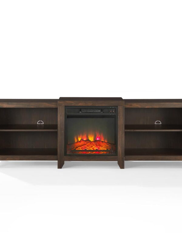 Crosley Furniture Ronin Wood TV stand for TVs up to 75" in Dark Walnut