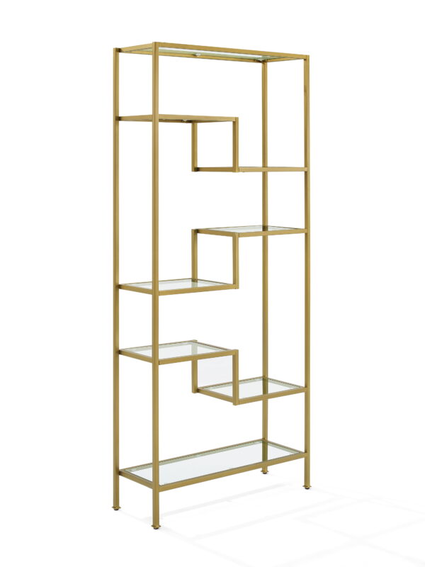 Crosley Furniture Sloane Art Deco Glass Metal Etagere in Gold