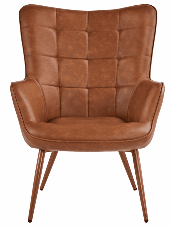 Renwick Contemporary Faux Leather Wingback Accent Chair for Livingroom, Brown