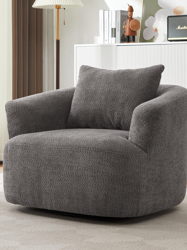 Euroco 360° Swivel Accent Chair with Ergonomic Armrests and Luxe Boucle Cushion