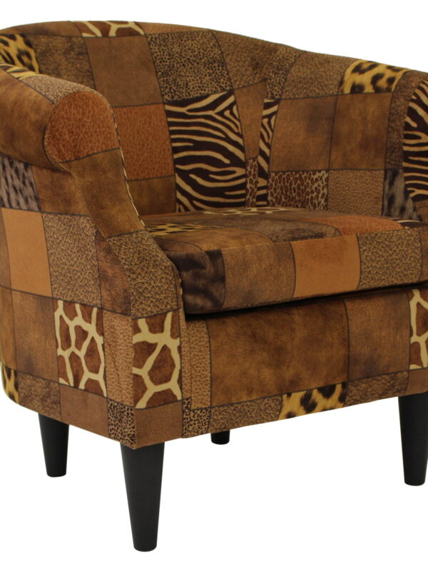 Fox Hill Trading Nikole Club Chair,  Safari Patchwork Print