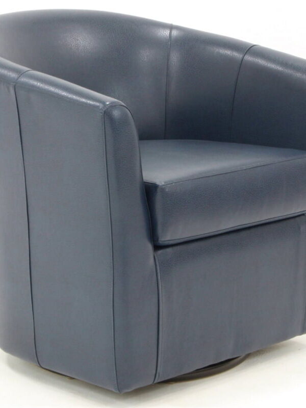 Fox Hill Trading Windsor Faux Leather Swivel Chair, Blue