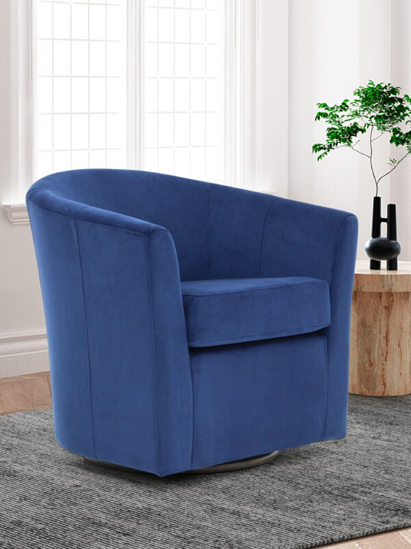 Fox Hill Trading Windsor Velvet Swivel Chair, Navy Blue