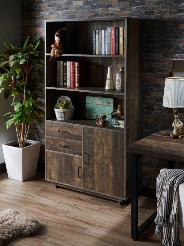 Furniture of America Cadena Multi-Storage Bookcase, Reclaimed Oak