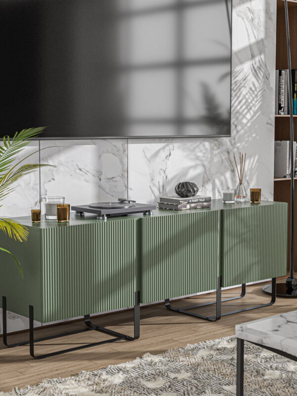 Furniture of America Haft 3-Cabinet TV Stand for TVs up to 66", Green