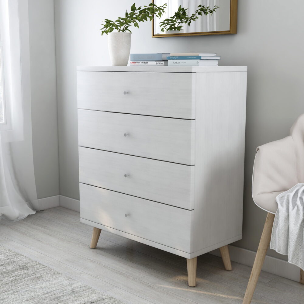 Furniture of America Nika Adult Modern 4-Drawer Wood Vertical Dresser, White