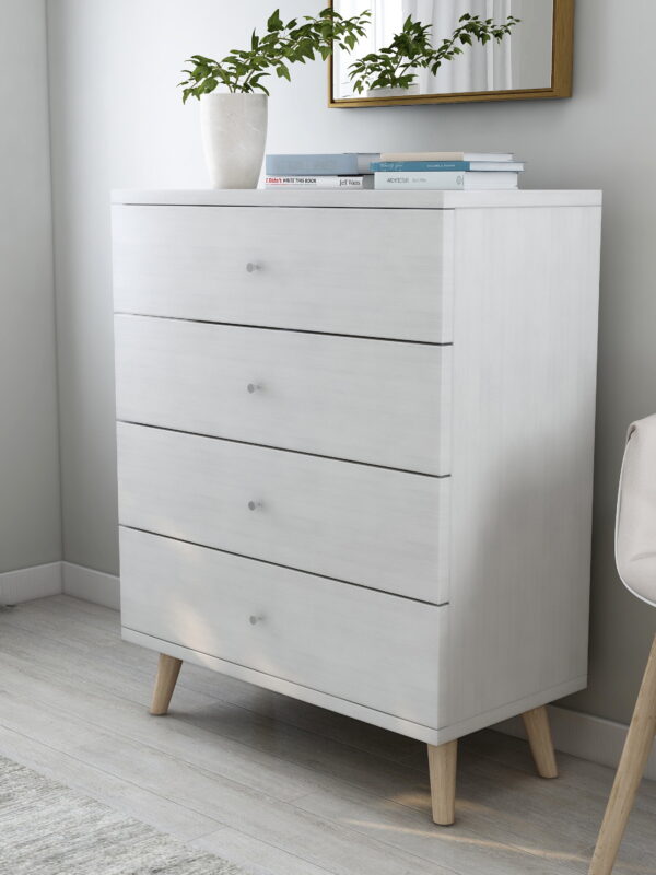Furniture of America Nika Adult Modern 4-Drawer Wood Vertical Dresser, White
