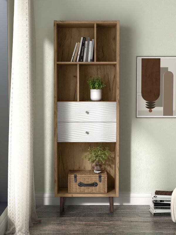 Furniture of America Nye Mid-Century Modern 5-Shelf Standard Bookcase with Light Oak