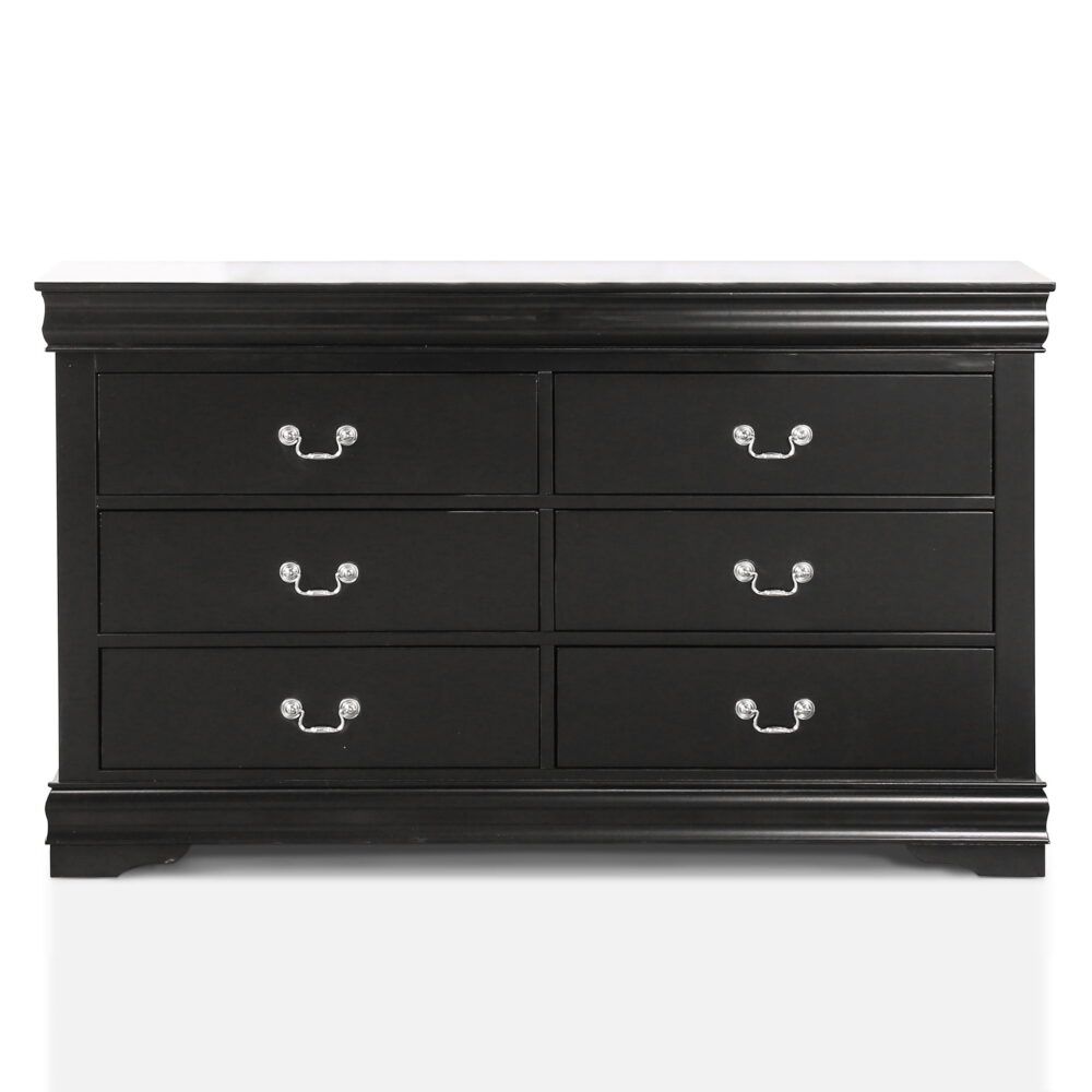 Furniture of America Vrai 6-Drawer Solid Wood Black Dresser