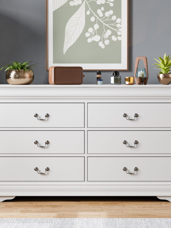 Furniture of America Vrai 6-Drawer Solid Wood White Dresser