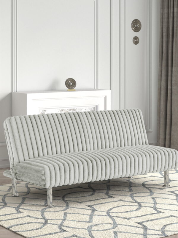 Furniture of America Wuntly Convertible Chenille Futon Sofa Daybeds up to 500 lbs, Light Gray
